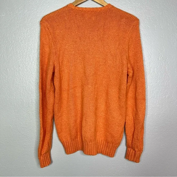 1990s Vintage Polo Ralph Lauren Preppy Sweater 100% Cotton Orange Pullover sz S - Picture 5 of 5
